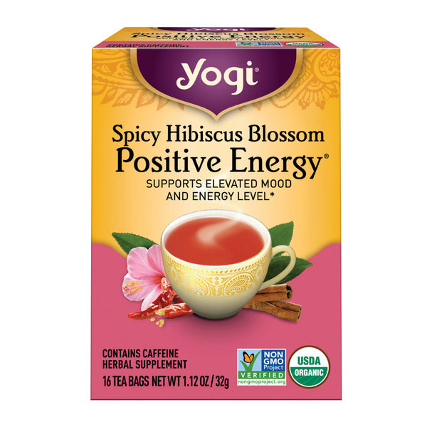 Yogi Tea Black Tea, Spicy Hibiscus Positive Energy Tea, Contains Caffeine