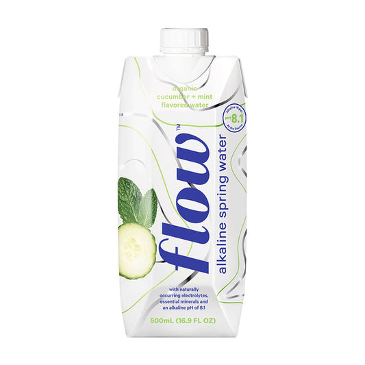 Flow Alkaline Spring Water, Cucumber + Mint