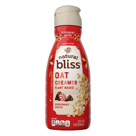 Coffee mate Natural Bliss Peppermint Mocha Flavored Oat Milk Creamer Plant Based Liquid Coffee Creamer