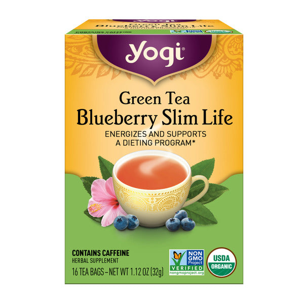 Yogi Tea Green Tea Blueberry Slim Life Tea, Supports a Dieting Program, Contains Caffeine