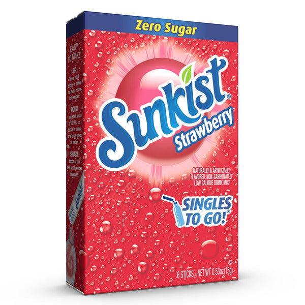 Sunkist Singles To Go! Strawberry Drink Sticks, Low Calorie