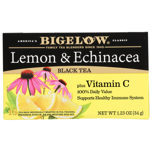 Bigelow Black Tea, Lemon & Echinacea, Plus Vitamin C, Tea Bags