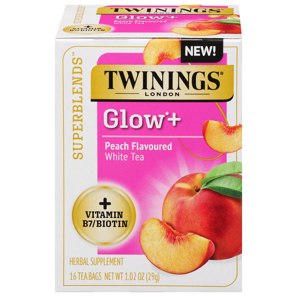 Twinings Glow, Peach Flavoured, White Tea, Tea Bags