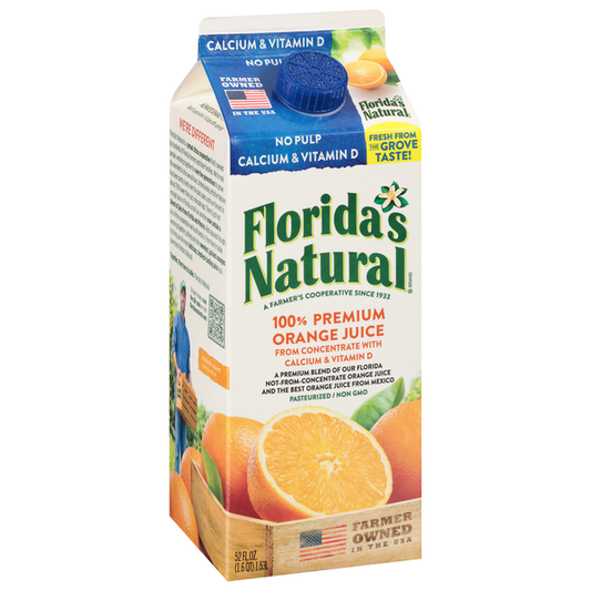 Florida's Natural 100% Premium Florida Orange Juice Calcium & Vitamin D No Pulp