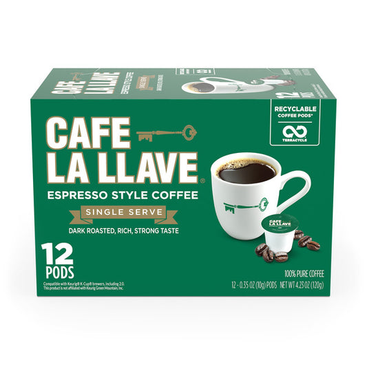 Café La Llave Dark Roasted, Espresso Style, Single Serve