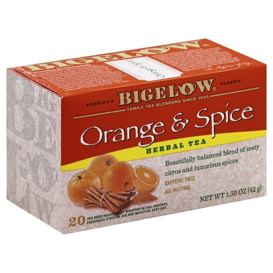 Bigelow Herbal Tea, Orange & Spice, Caffeine Free, Tea Bags