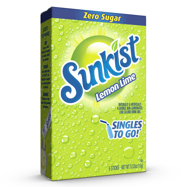 Sunkist Singles To Go! Lemon Lime Drink Sticks, Low Calorie