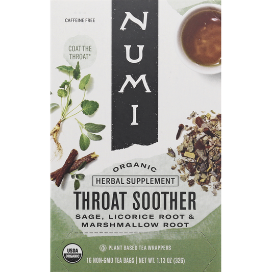 Numi Herbal Tea, Organic, Throat Soother, Bags