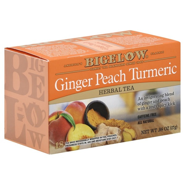 Bigelow Ginger Peach Turmeric Herbal Tea,Tea Bags