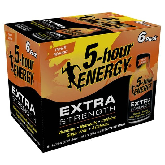 5-hour ENERGY Energy Shot, Peach Mango, Extra Strength, 6 Pack