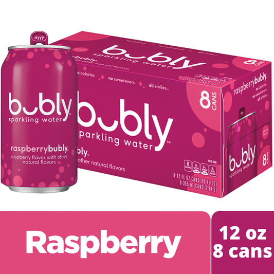 bubly Sparkling Water, Raspberry - Pack