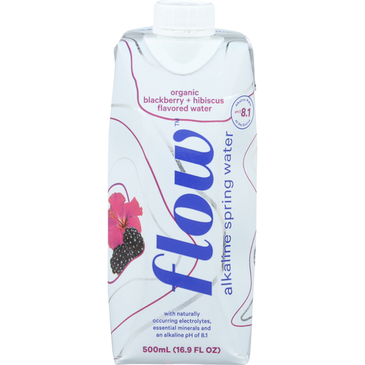 Flow Spring Water, Alkaline, Organic, Blackberry + Hibiscus