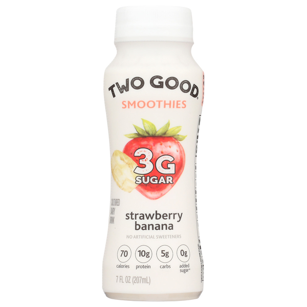 Two Good Strawberry Banana Smoothie, Yogurt-Cultured Smoothie Drink, Less Sugar