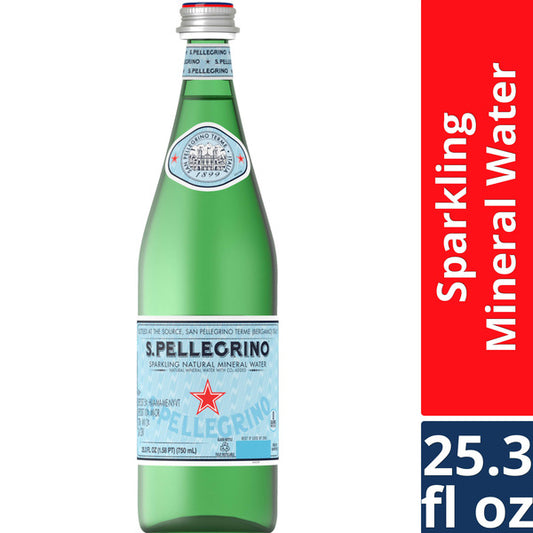 San Pellegrino Sparkling Natural Mineral Water Glass Bottle