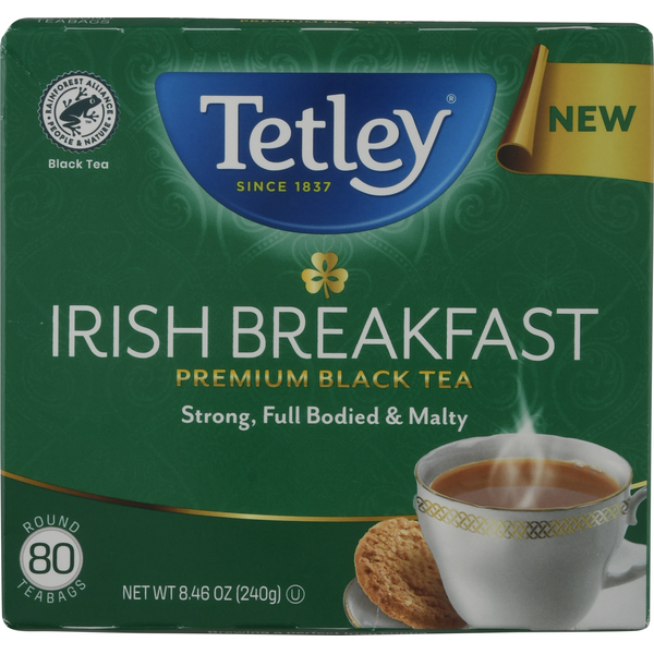 Tetley Black Tea, Irish Breakfast, Premium, Bags