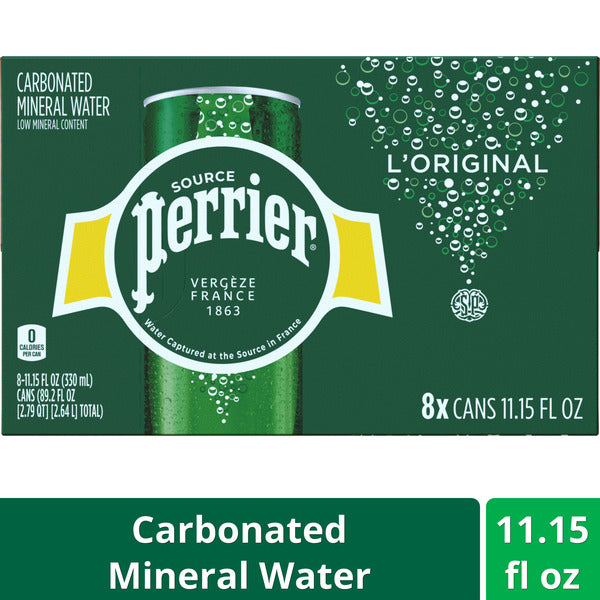 Perrier Sparkling Water Sleek Cans (