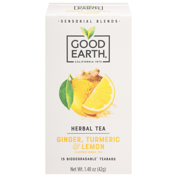 Good Earth Herbal Tea, Ginger, Turmeric & Lemon, Tea Bags