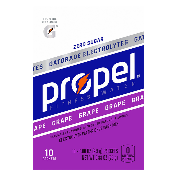 Propel Electrolyte Water Beverage Mix, Zero Sugar, Grape, 10 Packets