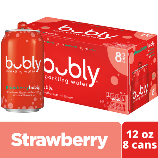 bubly Sparkling Water, Strawberry - Pack