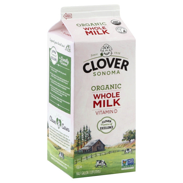 Clover Sonoma Organic Whole Milk Half Gallon