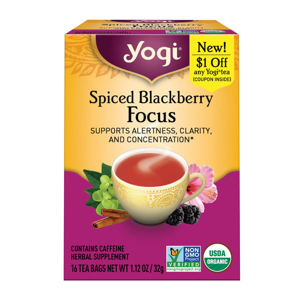 Yogi Tea Black Tea, Spiced Blackberry Focus, Contains Caffeine