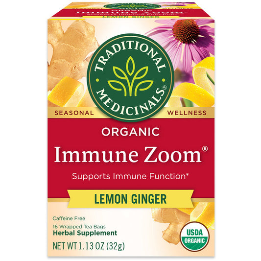 Traditional Medicinals Organic Immune Zoom Lemon Ginger, Caffeine Free Herbal Tea