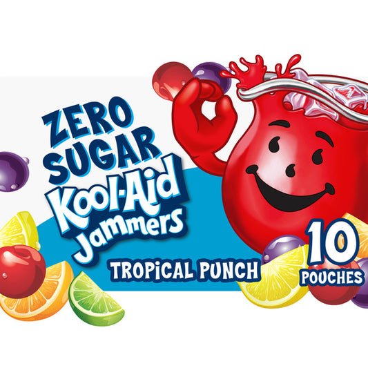 Kool-Aid Jammers Tropical Punch Zero Sugar Artificially Flavored Kids Soft Drink Pouches