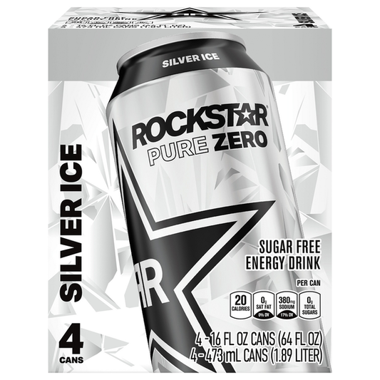 Rockstar Energy Drink, Sugar Free, Silver Ice