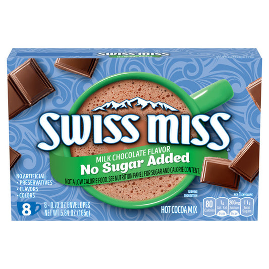 Swiss Miss No Sugar Added Milk Chocolate Flavored Hot Cocoa Mix