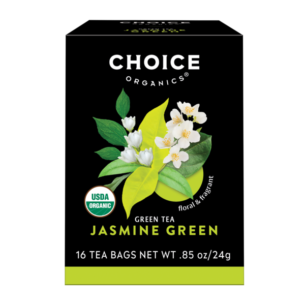 Choice Organics Jasmine Green Tea, Floral & Fragrant, Contains Caffeine, Organic Tea Bags