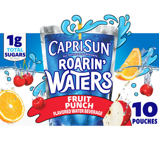 Capri Sun Fruit Punch Wave Naturally Flavored Kids Water Beverage Drink Pouches