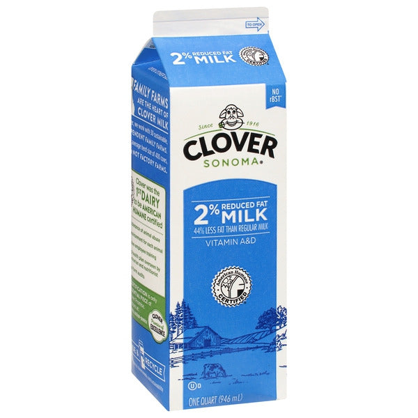 Clover Sonoma Conventional Reduced Fat 2% Milk Quart