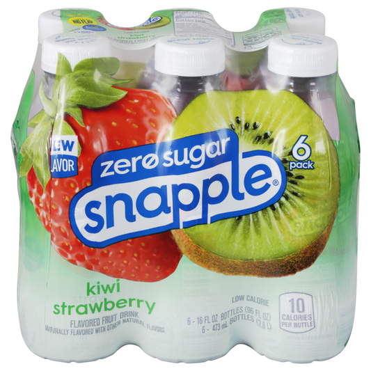 Snapple Fruit Drink, Zero Sugar, Kiwi Strawberry, 6 Pack