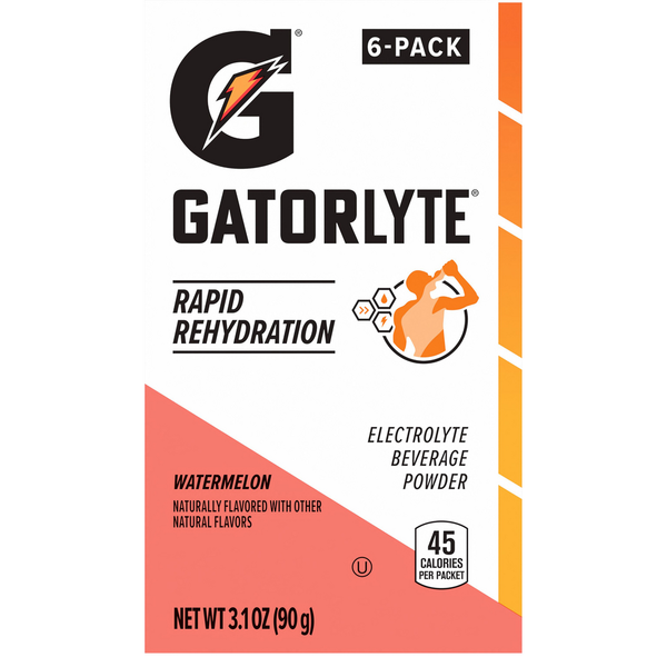 Gatorlyte Electrolyte Beverage Powder, Watermelon, Rapid Rehydration, 6 Pack